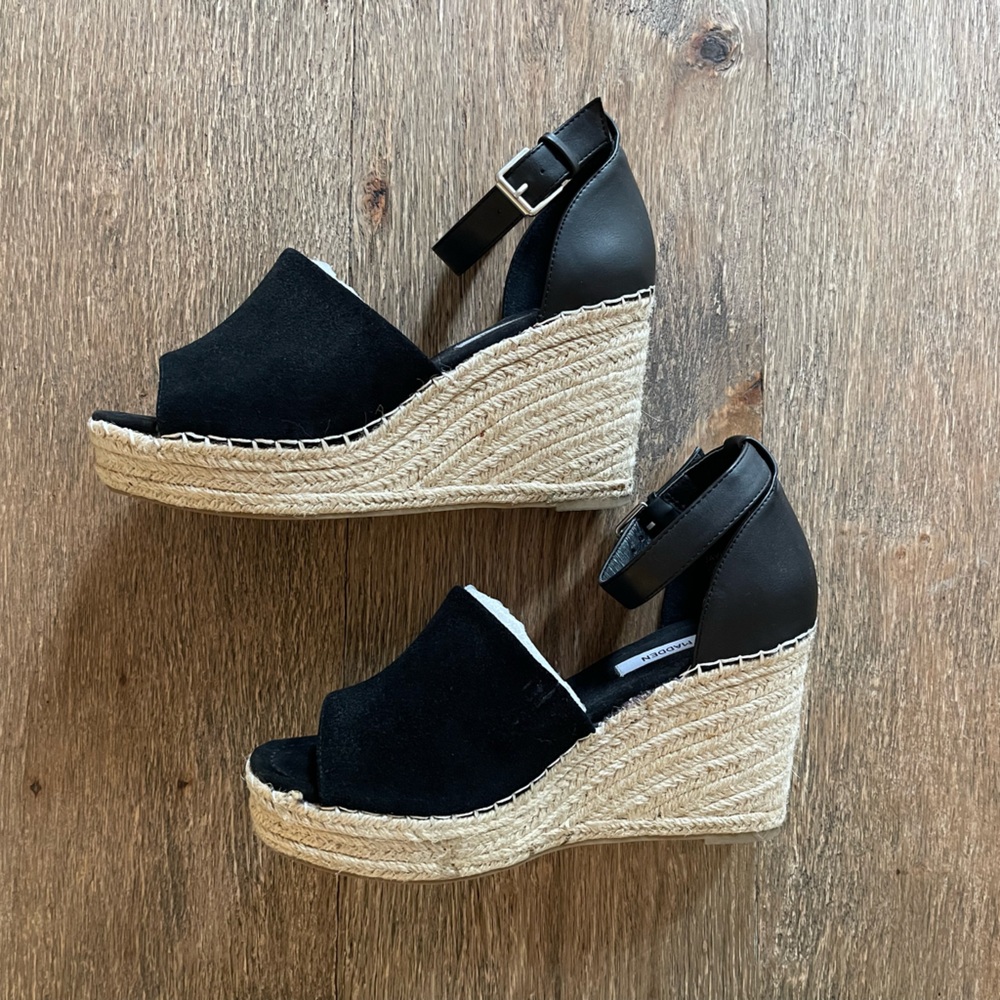 Steve Madden Size 10 Suede and Raffia Wedge